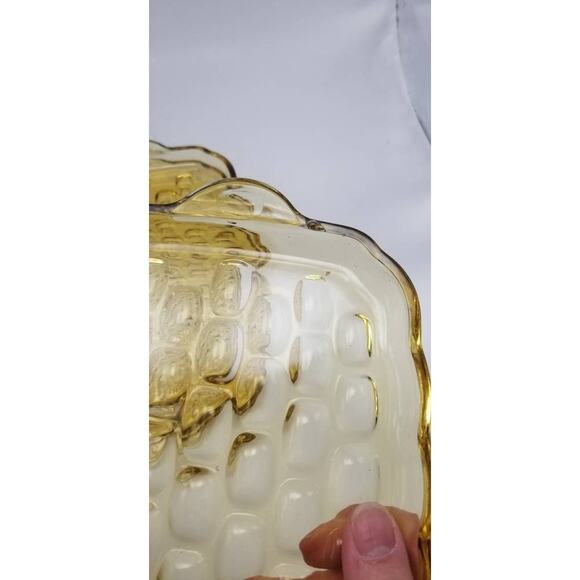 4 Vintage Federal Yorktown, Snack Tray, Amber Gold Colonial Glass Luncheon Tray - Picture 6 of 6